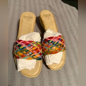 Italian Shoemakers Multicolor Woven Sandals